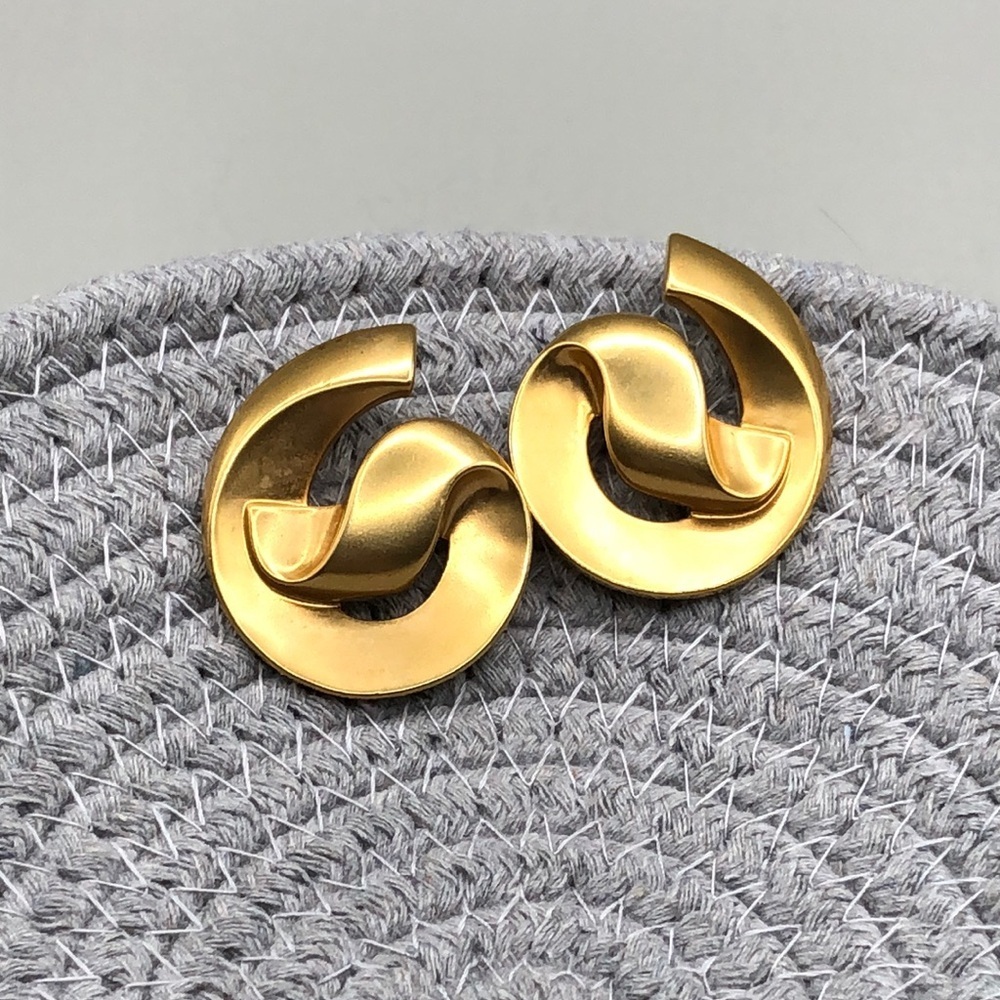 Vintage Avon sculptural modernist statement earrings large runway style.